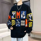 Streetwear Amerikanische Persönlichkeit Buchstabenmuster gestrickter Herren Pullover Y2K Goth Harajuku Freizeitmode Sweatshirt Paar Trend Top