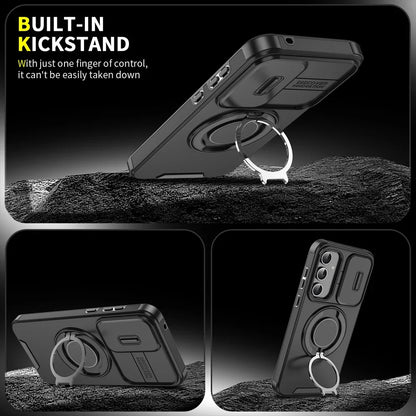 Phone case with built-in kickstand feature on a black background