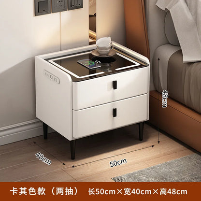 Smart Bedside Table Simple Modern Multifunctional Wireless Charging Solid Wood Audio Fingerprint Lock Bedroom Storage Cabinet