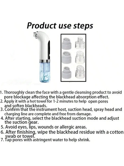 Blackhead remover, pore vacuum facial cleaner, electric acne remover, blackhead remover, USB charging water circulation facial c