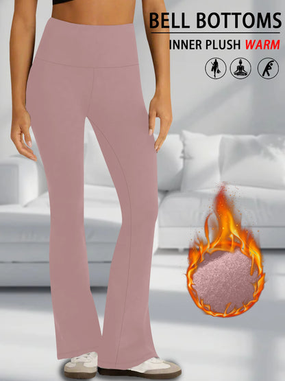 Women's Super Soft High Waisted Fleece Flare Leggings Tummy Control Soft Bootleg Bootcut Pants