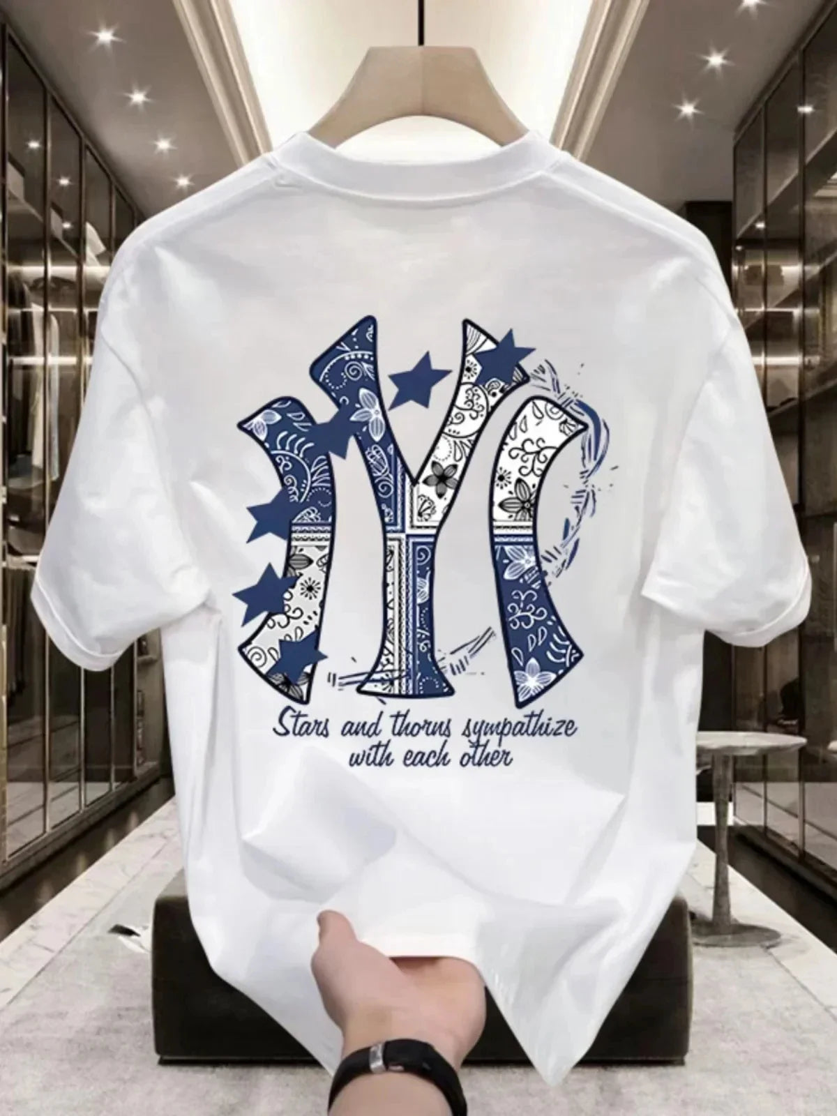 Sommer hochwertiges Herren Street Harajuku Mode T-Shirt mit Aufdruck 100% Baumwolle Freizeit Outdoor lockeres Rundhals-T-Shirt