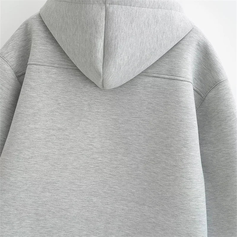 Winter Women's Zipper Hoodie High Street Unisex style Double Pockets Oversize Loose Sweatshirts Outerwear Top