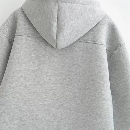 Winter Women's Zipper Hoodie High Street Unisex style Double Pockets Oversize Loose Sweatshirts Outerwear Top