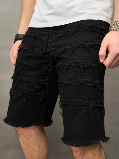 Men's Black Straight-Leg Denim Shorts