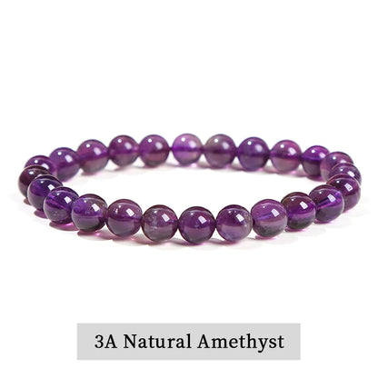 JD Natural Stone Beads Bracelet Amethyst Tiger Eye Crystal Quartz Agate Gem Beads Bangles Women Men Reiki Healling Jewelry Gift