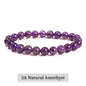 JD Natursteinperlen Armband Amethyst Tigerauge Kristall Quarz Achat Edelstein Perlen Armreifen Damen Herren Reiki Heilung Schmuck Geschenk