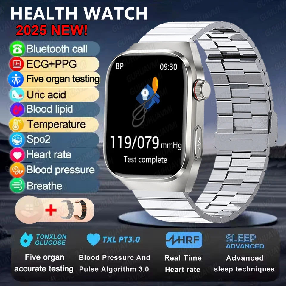 2025 Neue Mikro-Vorsorgeuntersuchung Smartwatch für Herren Harnsäure Körperfett Fünf-Organe-Gesundheitsuhr Bluetooth-Anruf Smart-Armband