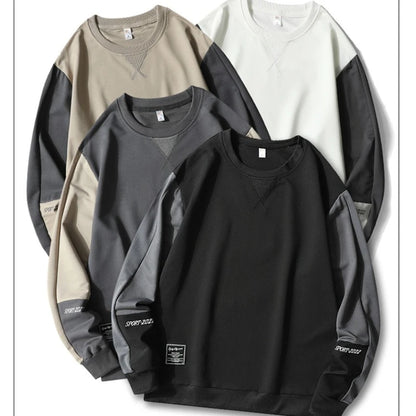 Four sweatshirts in different colors on a white background