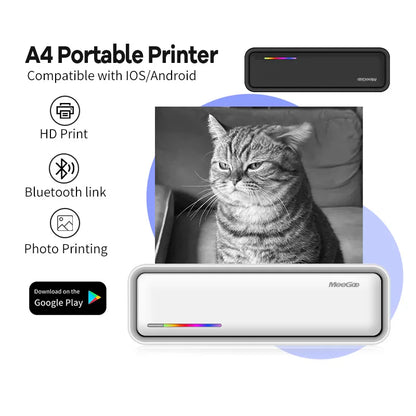 Portable A4 Bluetooth Thermal Printer for Office & Travel