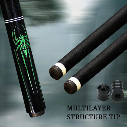 58.4in Spider Carbon Fiber Billiard Pool Cue Stick Unique Beautiful Design  Bonus 3/8-8  Joint Protect Case for Competitive Play