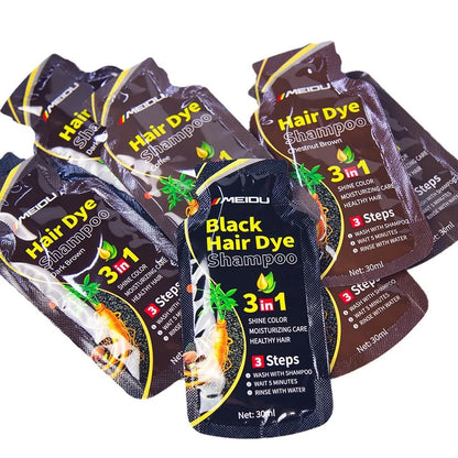30ml Hair Dye Shampoo 3in1 Darkening Hairs Instant Gray To Black Polygonum Multiflorum Natural Coloing Cover for Women
