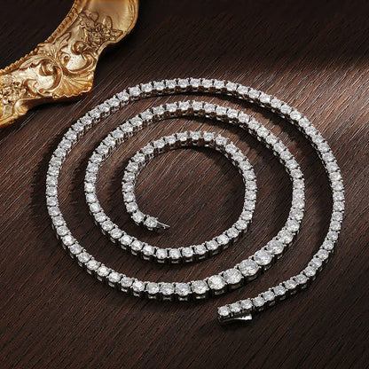 KNOBSPIN D Color Moissanit Tennis Halskette 925 Sterling Silber vergoldet 18k Gold Halskette für Damen Herren Hiphop Party Schmuck