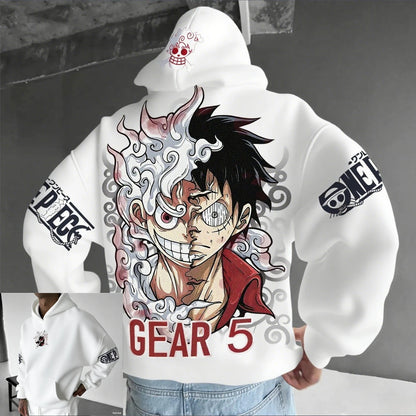 Anime Hoodie Men Women One Piece Luffy Gear 5 Nika Streetwear Casual Pullover Sweatshirt Long Sleeve Tops Autumn Winter Fashion