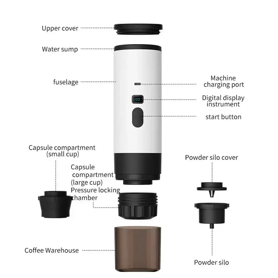 TINSOL Electric Coffee Maker Convenient Capsule Coffee Maker Travel Coffee Maker with Cordless Heating for Car and Home Camping