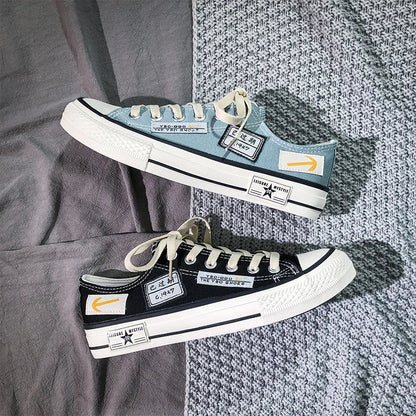 Men's Flat Canvas Shoes Casual Style Breathable Flex Sneakers
