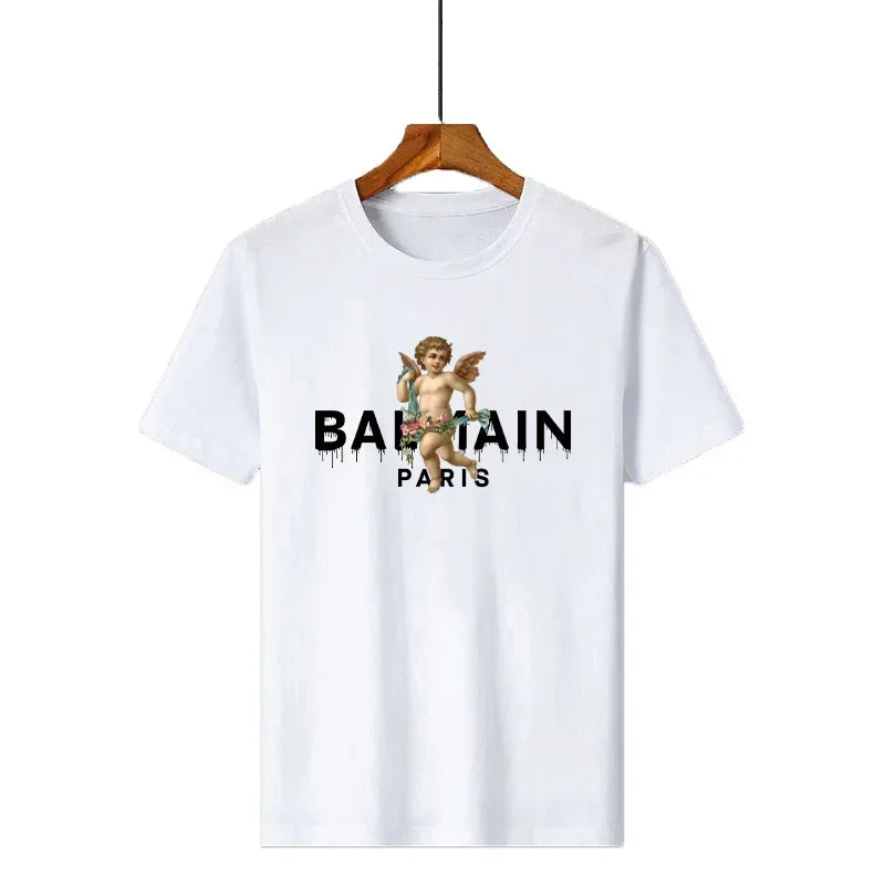 2025 Sommer Luxus T-Shirt Engel Grafikdruck Kurzarm Bequeme T-Shirts Retro Y2k Tees T-Shirt Damen Harajuku T-Shirts