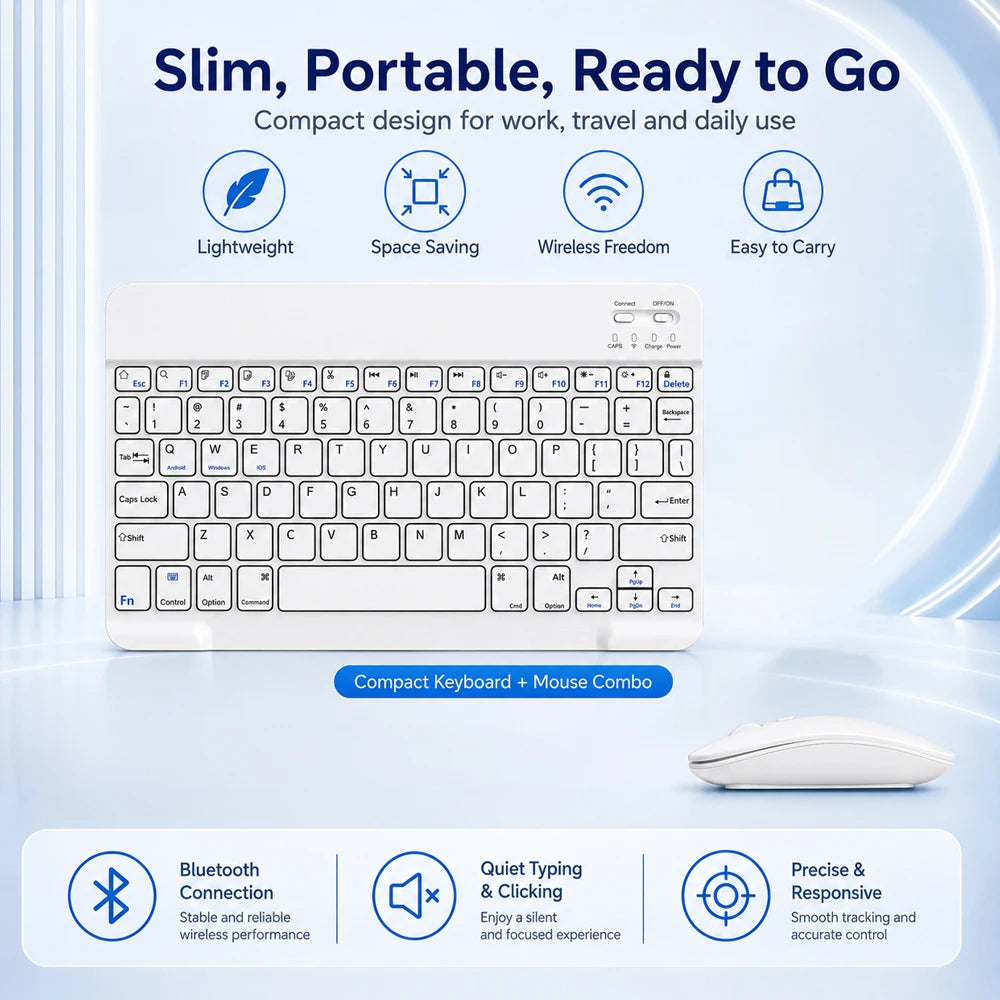 New Portable Wireless Bluetooth Keyboard Without Touchpad Mini Slim Mute Keyboard For IOS Android Windows Universal Office Use