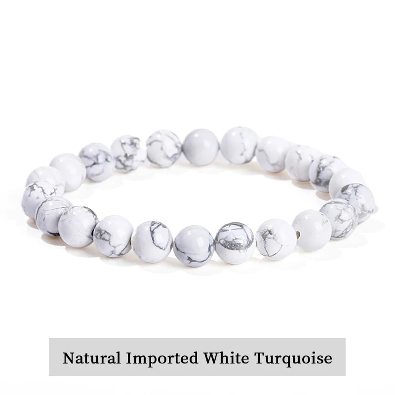 JD Natural Stone Beads Bracelet Amethyst Tiger Eye Crystal Quartz Agate Gem Beads Bangles Women Men Reiki Healling Jewelry Gift
