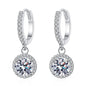 925 Sterling Silver 1 Carat Moissanite Round Earrings for Women Luxury Evening Style