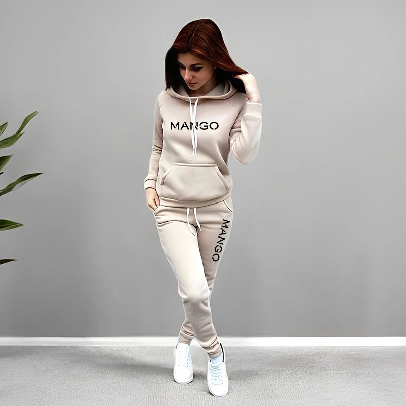 Letter Printing Womens Tracksuit Casual Hooded Sweatshirt 2 Pcs Set Sports Jogging Home Woman Clothing Street Quality Pants Suit