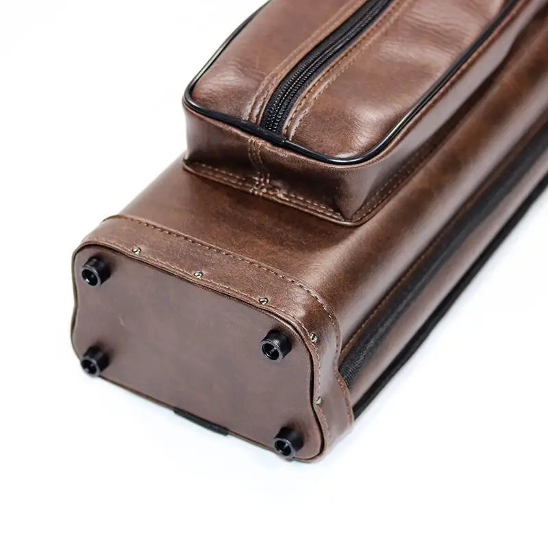Premium Quality 3B5S PU Leather Brown Classic Design 1/2-PC 8 Hole Billiards Cue Stick Box/Bag for Pool Sports
