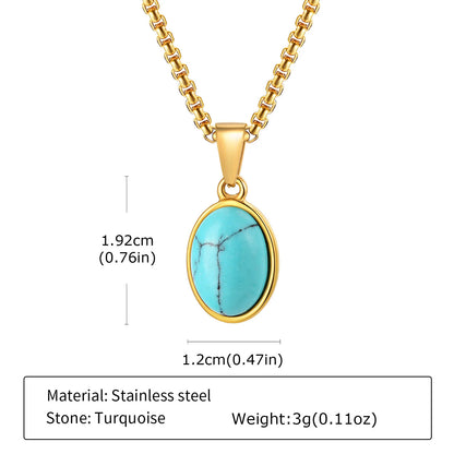 Trendy Pendant Necklaces for Men Boys,Square Natural Stone Stainless Steel Necklaces,Hip Hop Cool Healing Jewelry Gifts