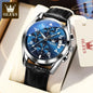 OLEVS Quartz Watch for Men Original Leather Strap Date