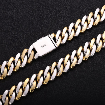 Provence Moissanite Cuban Chain Bracelet for Men Two-color S925 Silver Rapper Bangles Hip Hop Bracelet Miami Link Chain for Man