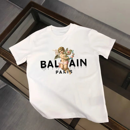 2025 Sommer Luxus T-Shirt Engel Grafikdruck Kurzarm Bequeme T-Shirts Retro Y2k Tees T-Shirt Damen Harajuku T-Shirts