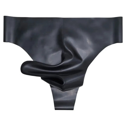 Black leather thong on a white background
