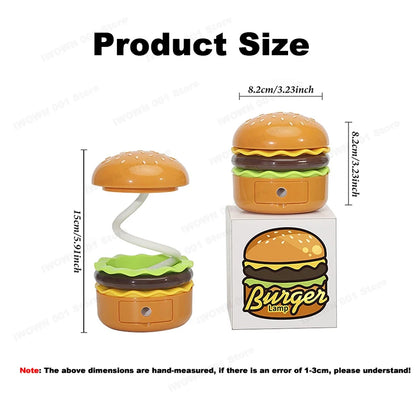 Cute Hamburger LED Desk Lamp Creative Burger Light Rechargeable Cartoon Night Light Eye Protection Kids Reading Lamp