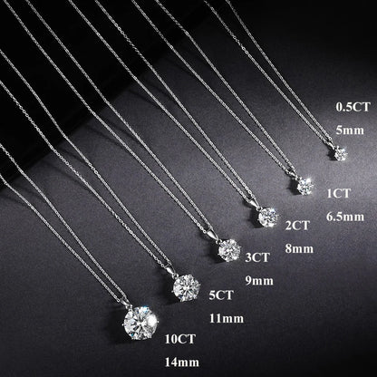 EWYA 1 2 Carat Real Moissanite Pendant Necklace For Women 6 Prong 100% 925 Sterling Silver Wedding Party Bridal Fine Jewelry