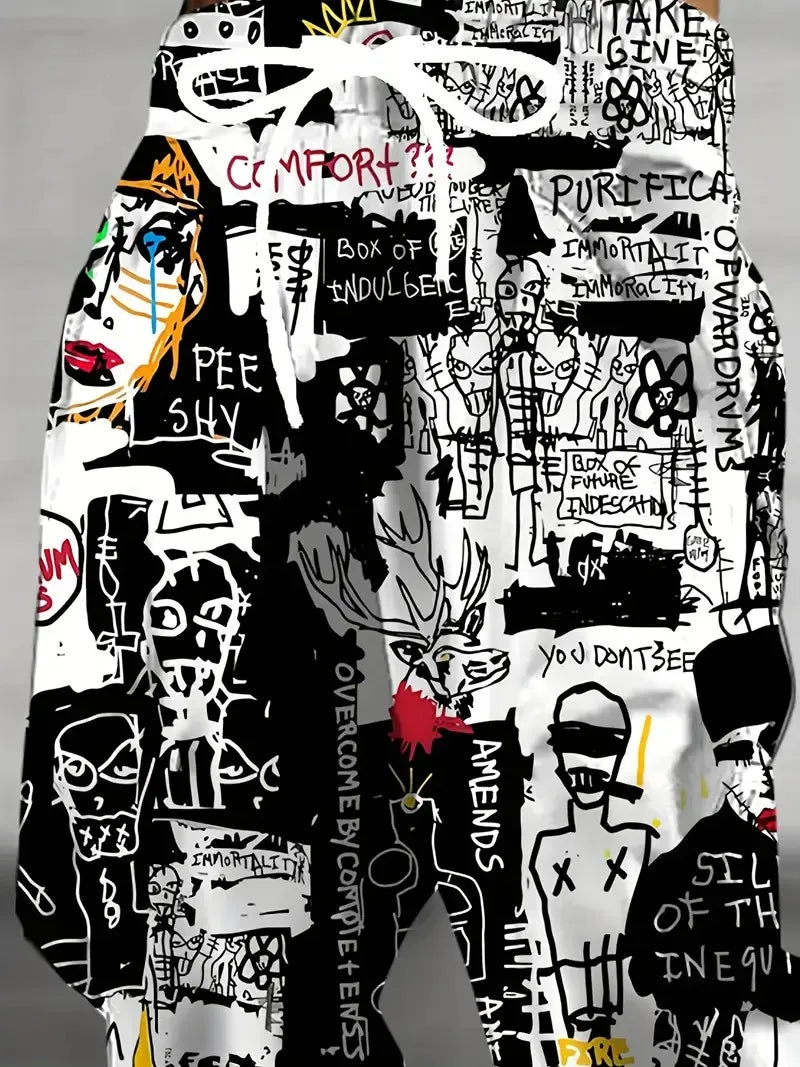 The new men's trousers for the autumn of 2025 feature street casual fashion hip-hop 3D graffiti printing and comfort