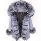 MAOMAOKONG Brand Long Winter Jacket Women Outwear Thick Parkas Natural Real Fox Fur Collar Coat Hooded Pink Female Clothing