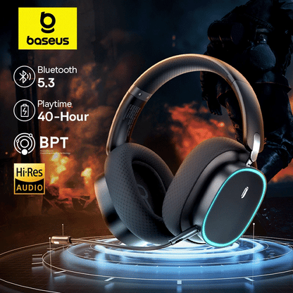 Baseus GH02 Gaming kabelloser Kopfhörer mit Mikrofon Over-Ear Kopfhörer Bluetooth 5.3 40mm Treiber 2.4G/Kabellos/Kabel RGB Headsets