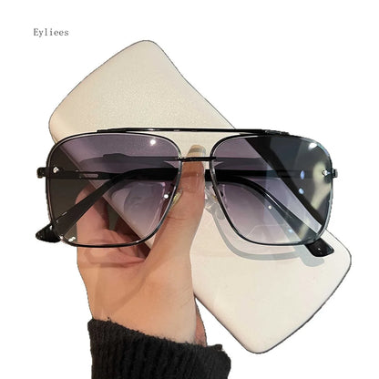 2025 Metal Punk Big Frame Sunglasses for Men Women Cool Driving Glasses Brand Design Square Sun Glasses Goggles UV400 Eyewear