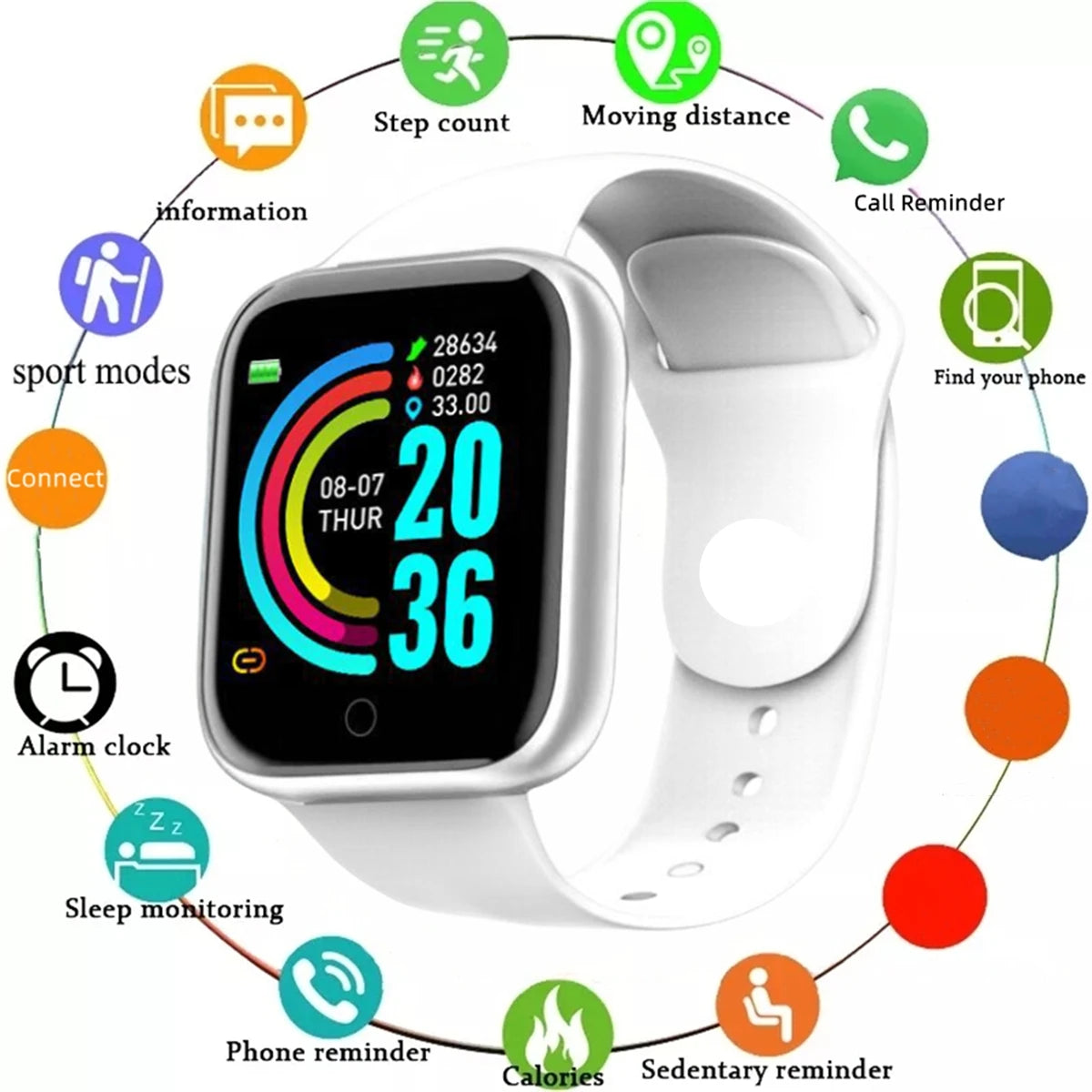 Smartwatch Herren Damen Armbanduhren Smart Watch Nachrichten Fitness Tracker Armband Geburtstagsgeschenk Elektronische Uhr für Android IOS