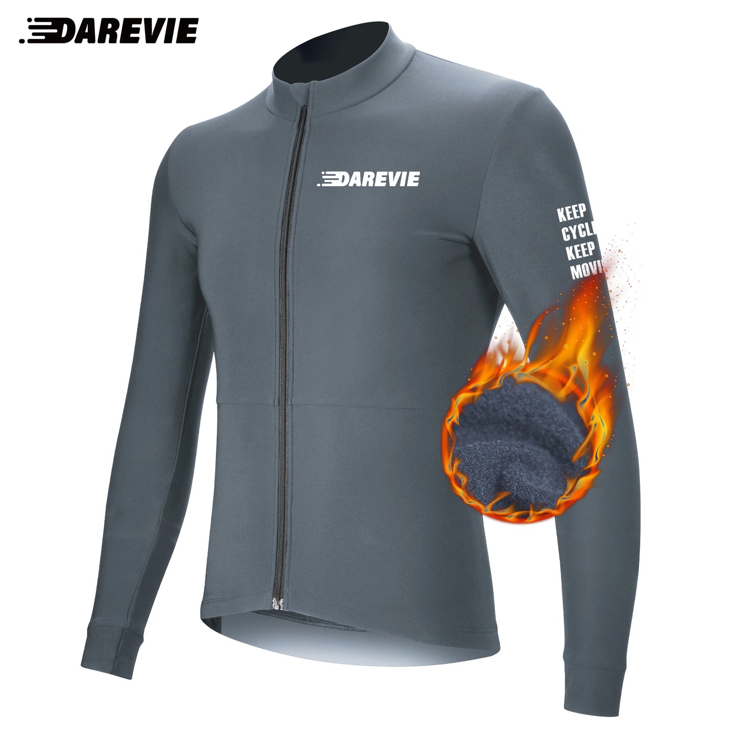 DAREVIE Radtrikot Winter Thermofleece Radtrikot Herren Langarm Warm Weich angeraut Atmungsaktive Fahrradbekleidung