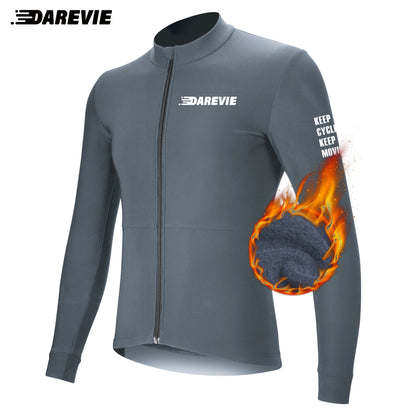 DAREVIE Radtrikot Winter Thermofleece Radtrikot Herren Langarm Warm Weich angeraut Atmungsaktive Fahrradbekleidung