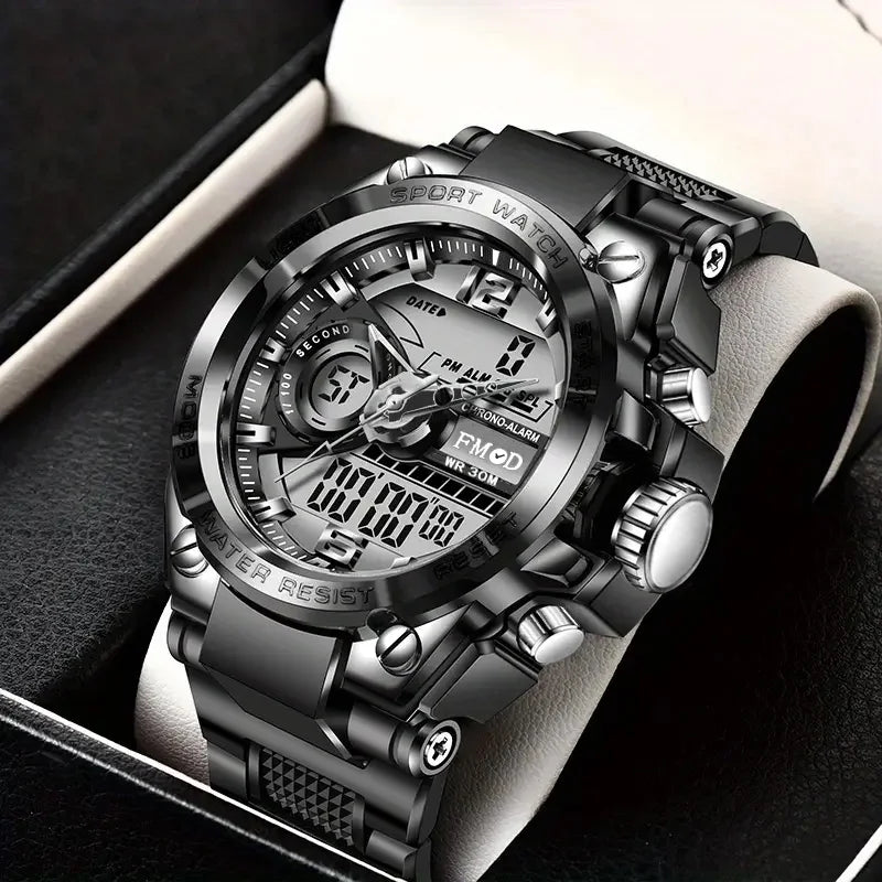 Digitale Herren-Stahl-Militär-Armbanduhr LED Quarz-Uhr Sportuhr Herren Große Uhren Herren Relogios Masculino