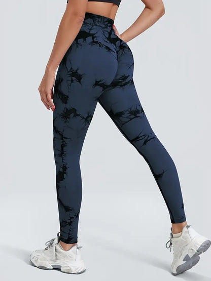 Damen High Waist Nahtlose Leggings – Tie-Dye Yoga-Hose, blickdicht, Fitness- & Workout-Tights