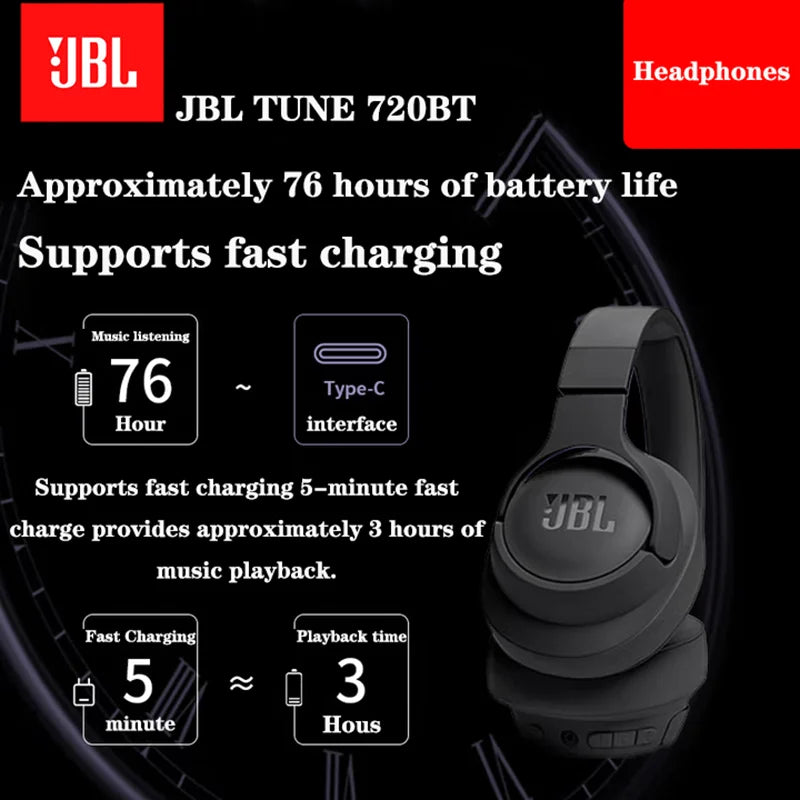 JBL TUNE 720BT Wireless Over-Ear Headphones Foldable