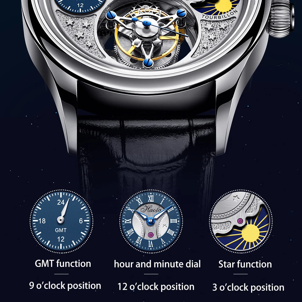 Haofa GMT Flying Tourbillon Men's Watch Sapphire