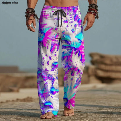 2026 Herren 3D-Druck Artistic Batik-Hose Baggy Pants Freizeithose Mid Waist Urlaub Elastischer Kordelzug Frühling