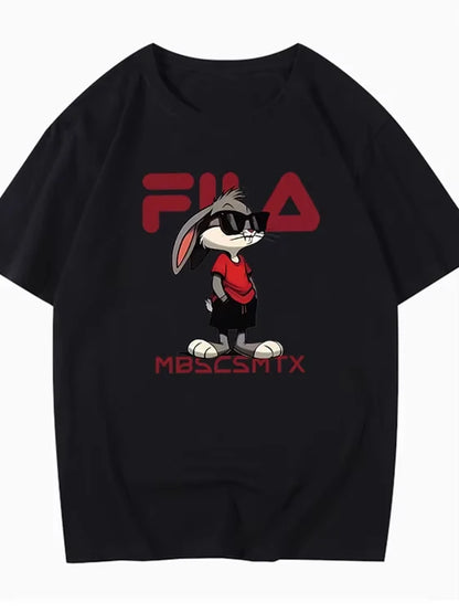Neues modisches bedrucktes trendiges T-Shirt mit lockerer Buchstaben für Paare, Rundhalsausschnitt, lässige und vielseitige Halbarme
