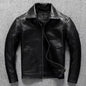 Men's Genuine Cowhide Leather Biker Jacket Slim Fit
