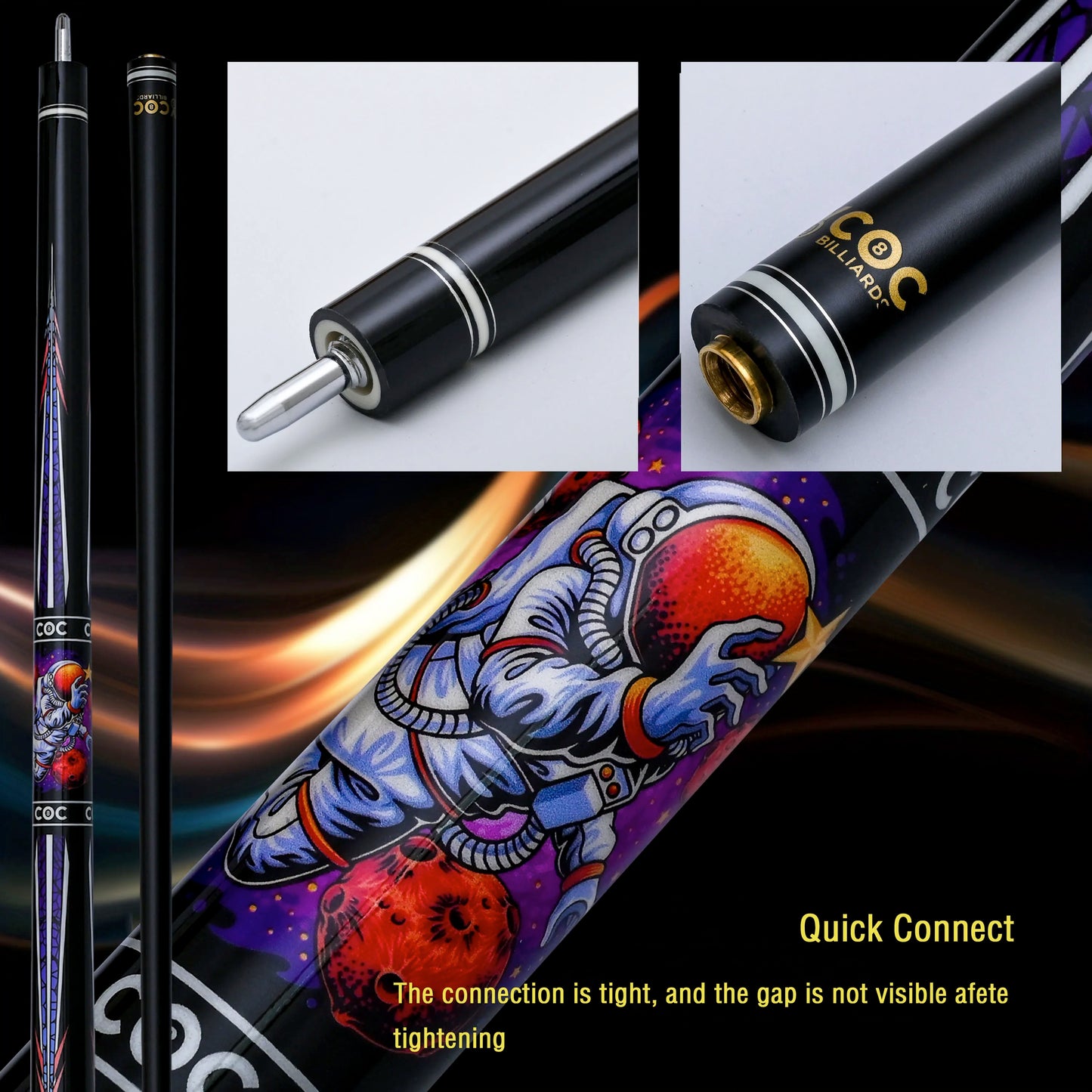 Low Deflection 12.5mm Professional Carbon Composite Pool Cue - Multi-Layer Tip & Stainless Steel Joint | High Performance cue