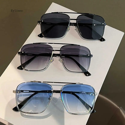 2025 Metal Punk Big Frame Sunglasses for Men Women Cool Driving Glasses Brand Design Square Sun Glasses Goggles UV400 Eyewear