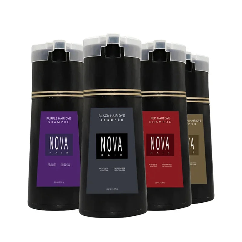 Nova Haarfärbemittel 3-in-1 Haarpflege Shampoo Natürliches Schnellweißhaar Gefärbtes Schwarzes Haarfärbemittel Dauerhafter Komfort Männer Frauen Haarpflege